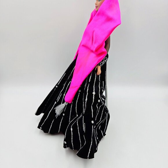Barbie Doll 1998 Happy Holidays Special Edition Black Pink Silver Dress 20200 Ma - Picture 8 of 16